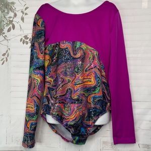 Danskin Now Girls Fuchsia Gymnastic Dance Ballet Unitard Leotard Large 10 12